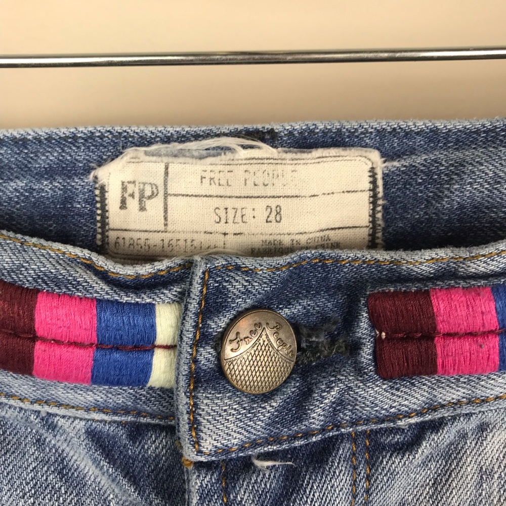 Free People 28 Elliot Denim Cutoff Shorts Rainbow - Picture 4 of 8